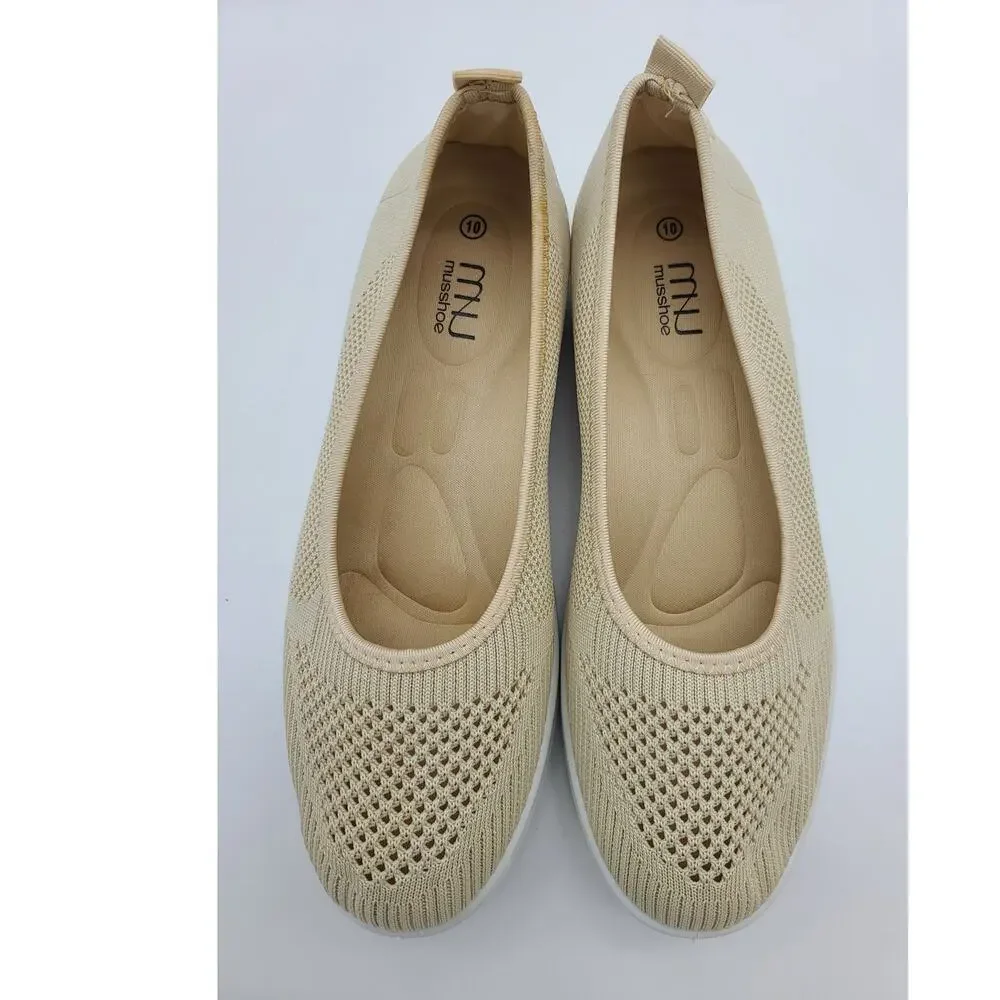MUSSHOE Walking Shoes Women Size 10 Breathable Mesh Slip-On Sneakers Lightweight
